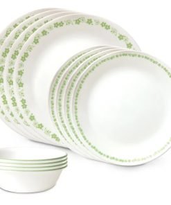 Corelle® Spring Blossom Green 12-piece Dinnerware Set, Service for 4