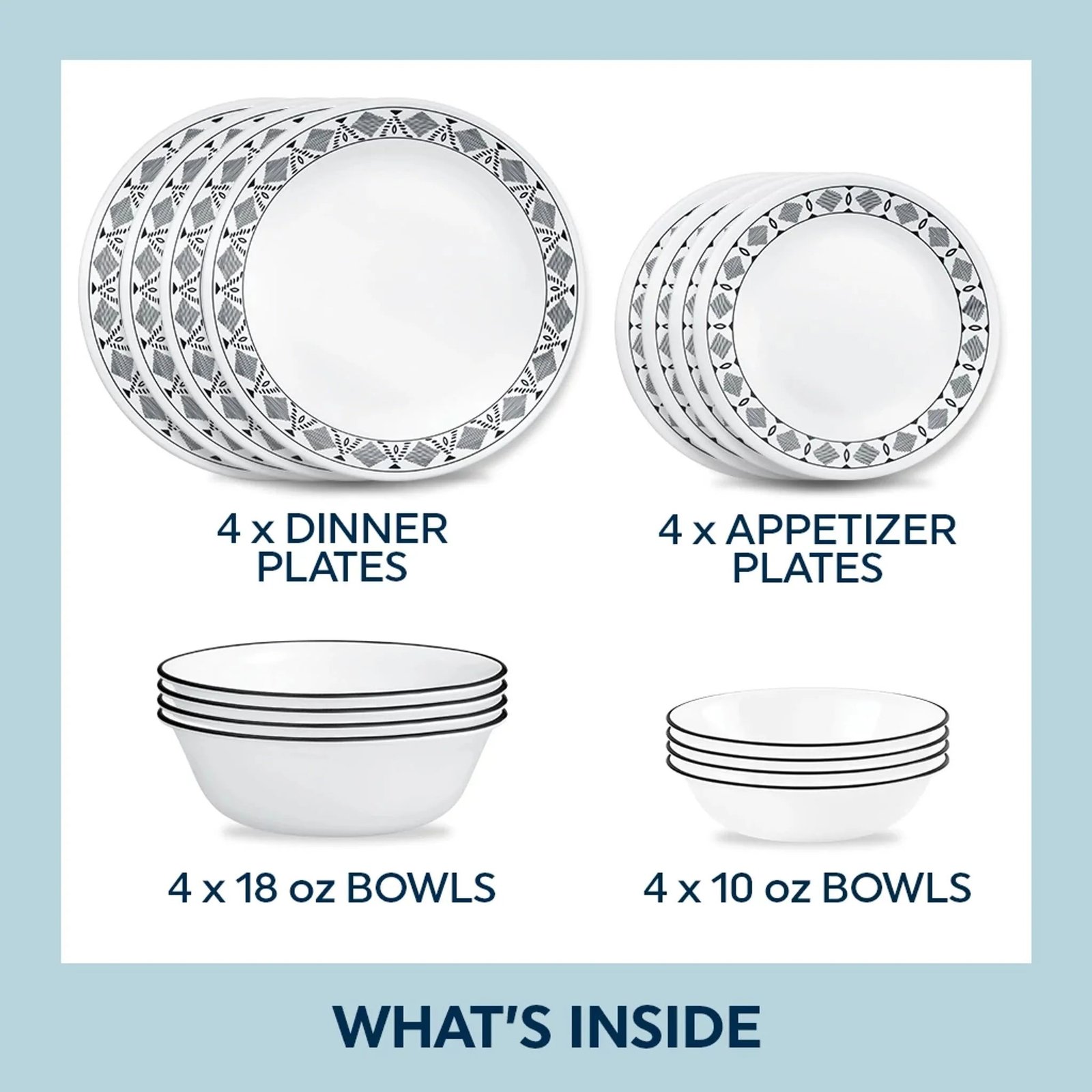 Corelle® Cusco 16-piece Mugless Dinnerware Set, Service for 4 - Image 7
