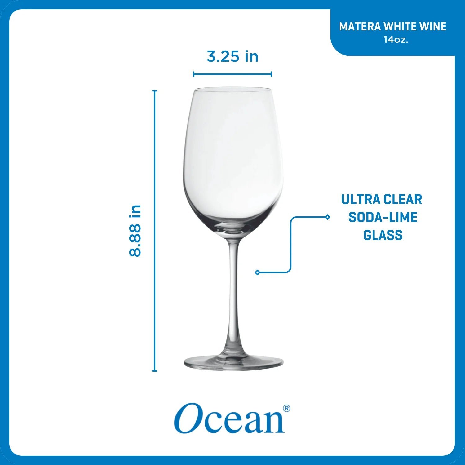 Ocean Glass Matera White Wine Glasses (4-Pieces), 14-ounce, dishwasher safe - Image 5