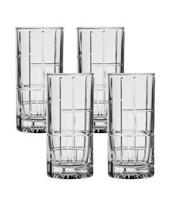 Ocean Glass Traze FTR Highball Glasses (4-Pieces), 12-ounce, Dishwasher Safe