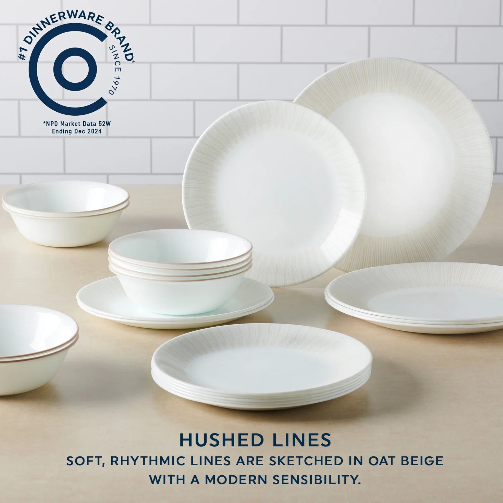 Corelle® Hushed Lines 12-piece Dinnerware Set, Service for 4 - Image 3
