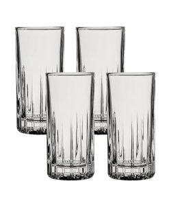 Ocean Glass Traze PRE Highball Glasses (4-Pieces), 12-ounce, Dishwasher Safe
