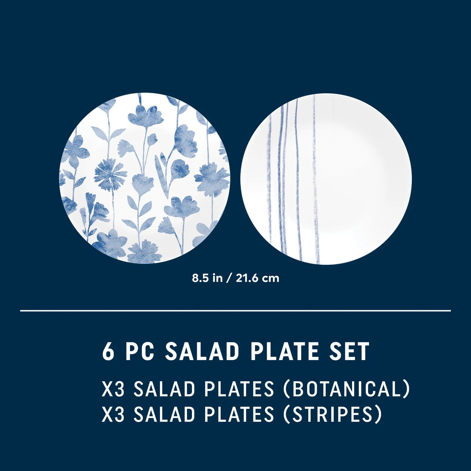 Corelle® Botanical Stripes 8.5 Salad Plates, 6 Pack - Image 2