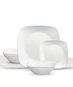 Corelle® Square™ Pure White 12-piece Dinnerware Set with Appetizer Plates, Service for 4