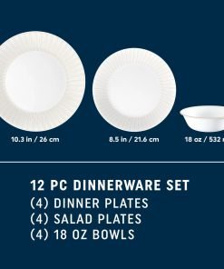 Alternative view of Corelle® Hushed Lines 12-piece Dinnerware Set, Service for 4