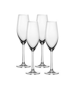 Ocean Glass Sondria Champagne Flute Glasses (4-pieces), 7.25-ounce, Dishwasher Safe