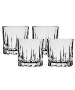 Ocean Glass Traze PRE Rocks Glasses (4-Pieces), 12-ounce, Dishwasher Safe