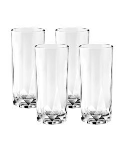 Ocean Glass Cienna Long Drink Glasses (4-Pieces), 14.5-ounce, dishwasher Safe