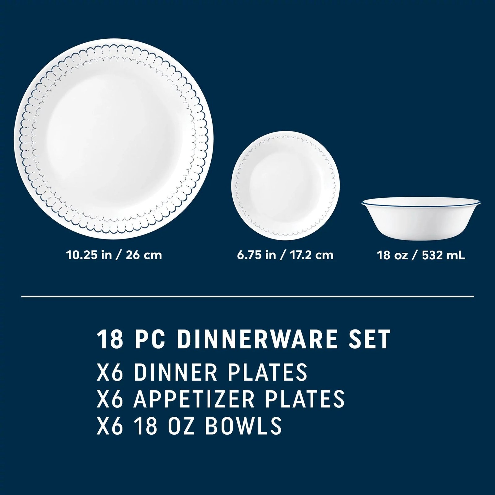 Corelle® Caspian Lace 18-piece Dinnerware Set, Service for 6 - Image 2