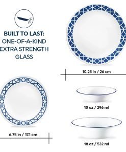 Alternative view of Corelle® Cobalt Circles 16-piece Mugless Dinnerware Set, Service of 4