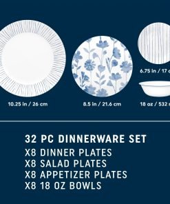 Alternative view of Corelle® Botanical Stripes 32-piece Dinnerware Set, Service for 8