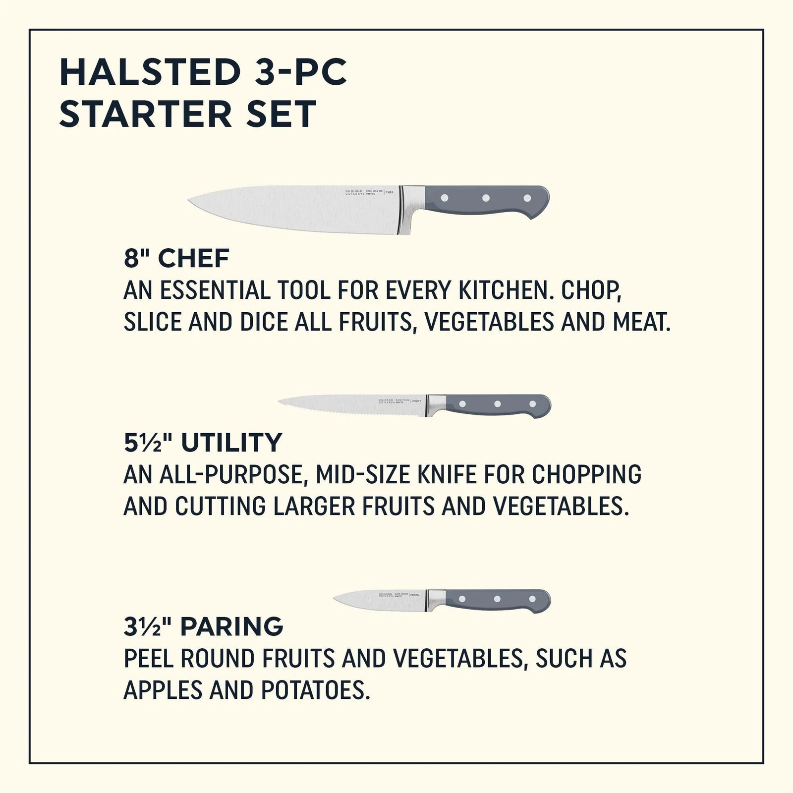 Chicago Cutlery® Halsted 3-piece Knife Set - Image 2