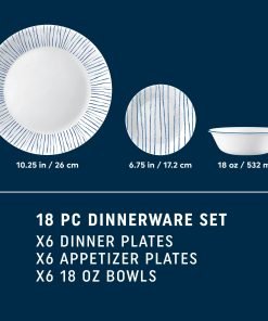 Alternative view of Corelle® Nautical Stripes 18-piece Dinnerware Set, Service for 6