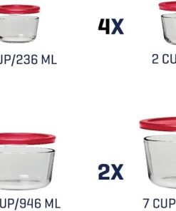 Alternative view of Anchor Hocking 26 Piece Glass Storage Containers with Lids (13 Glass Food Storage Containers & 13 Red SnugFit Lids)
