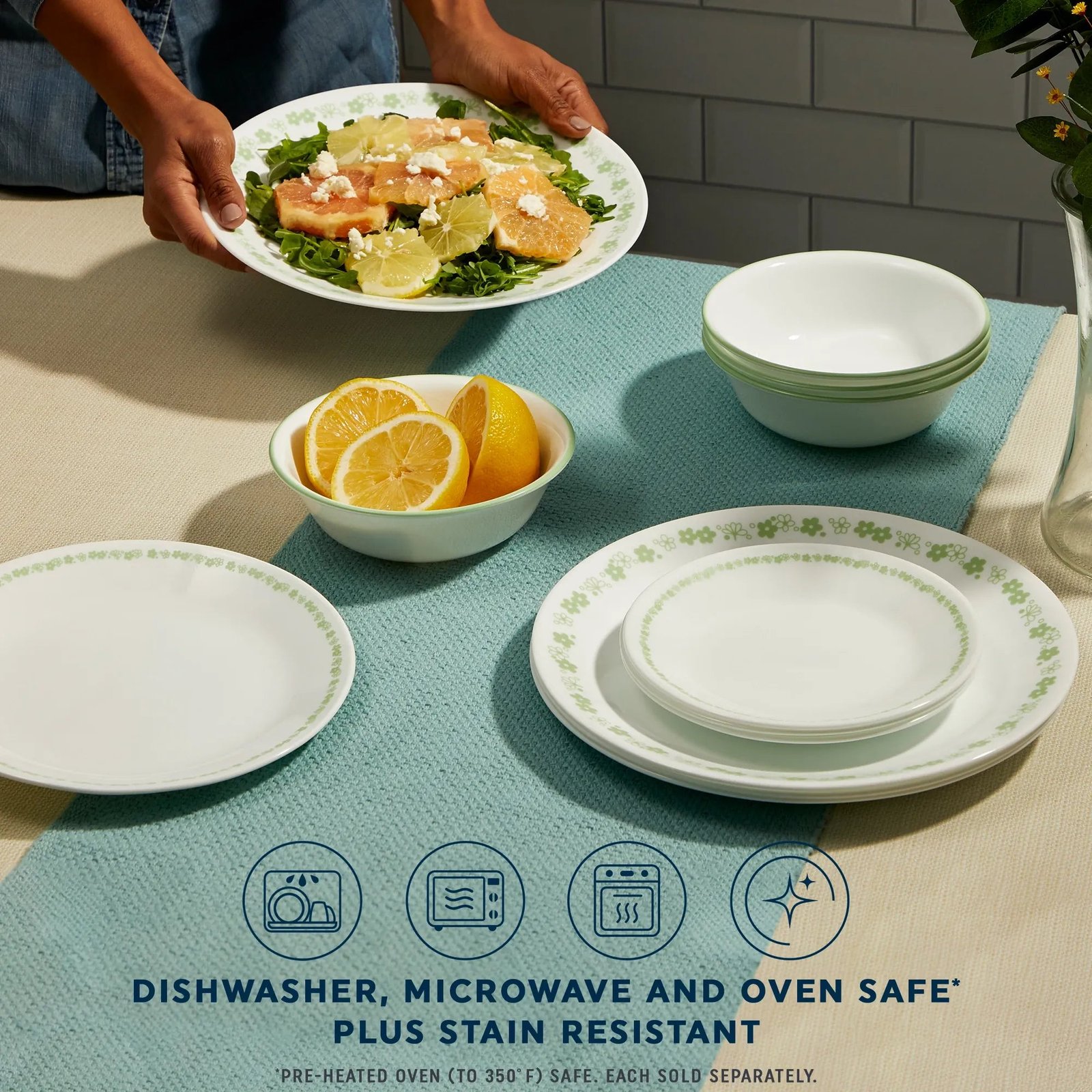 Corelle® Spring Blossom Green 8.5 Salad Plate - Image 3