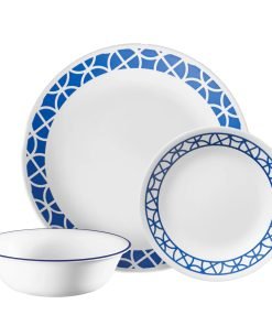 Corelle® Cobalt Circles 12-piece Mugless Dinnerware Set, Service of 4