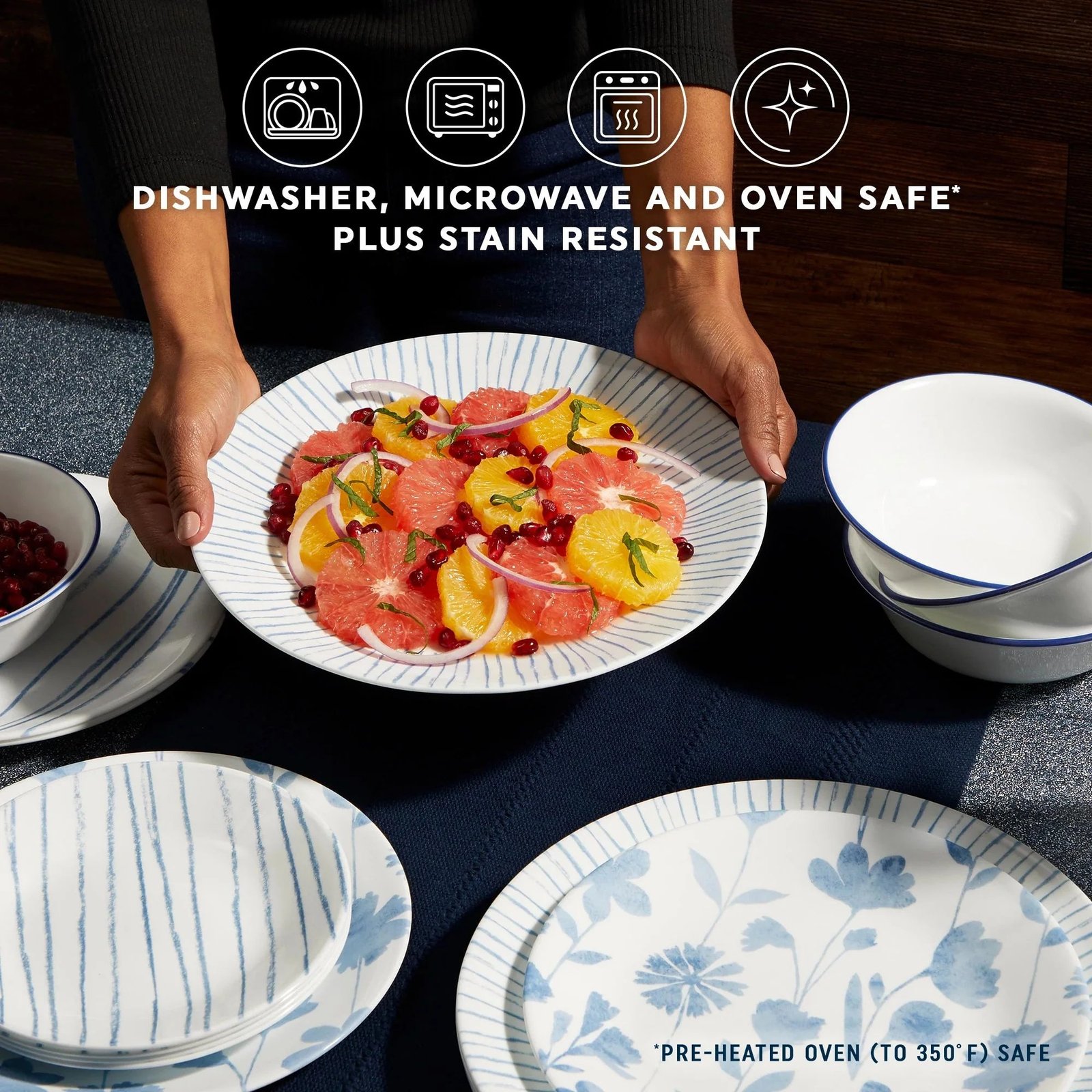 Corelle® Botanical Stripes 12-piece Dinnerware Set, Service for 4 - Image 4