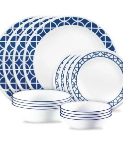 Corelle® Cobalt Circles 16-piece Mugless Dinnerware Set, Service of 4