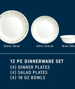 Alternative view of Corelle® Spring Blossom Green 12-piece Dinnerware Set, Service for 4